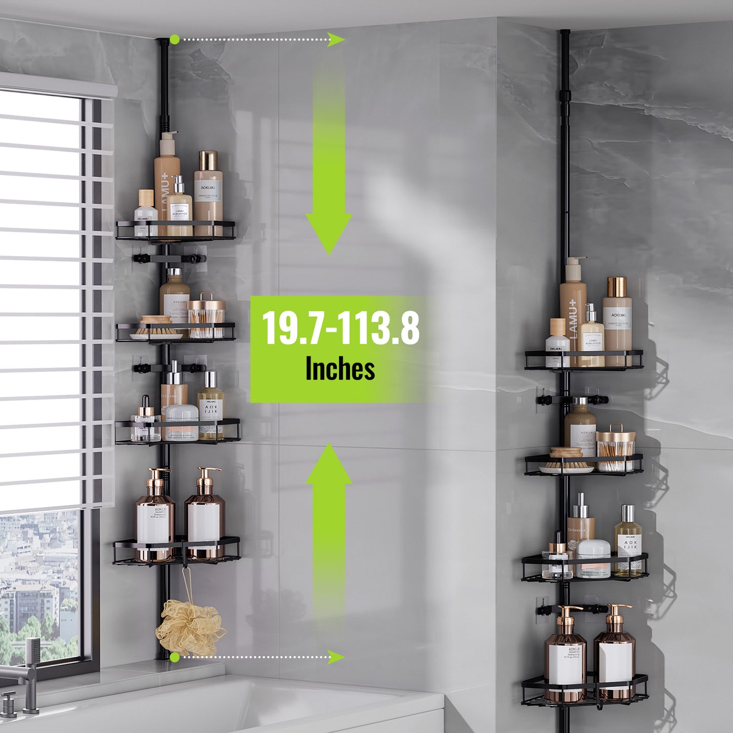 LAMU 4-Tier Corner Shower Caddy Tension Pole