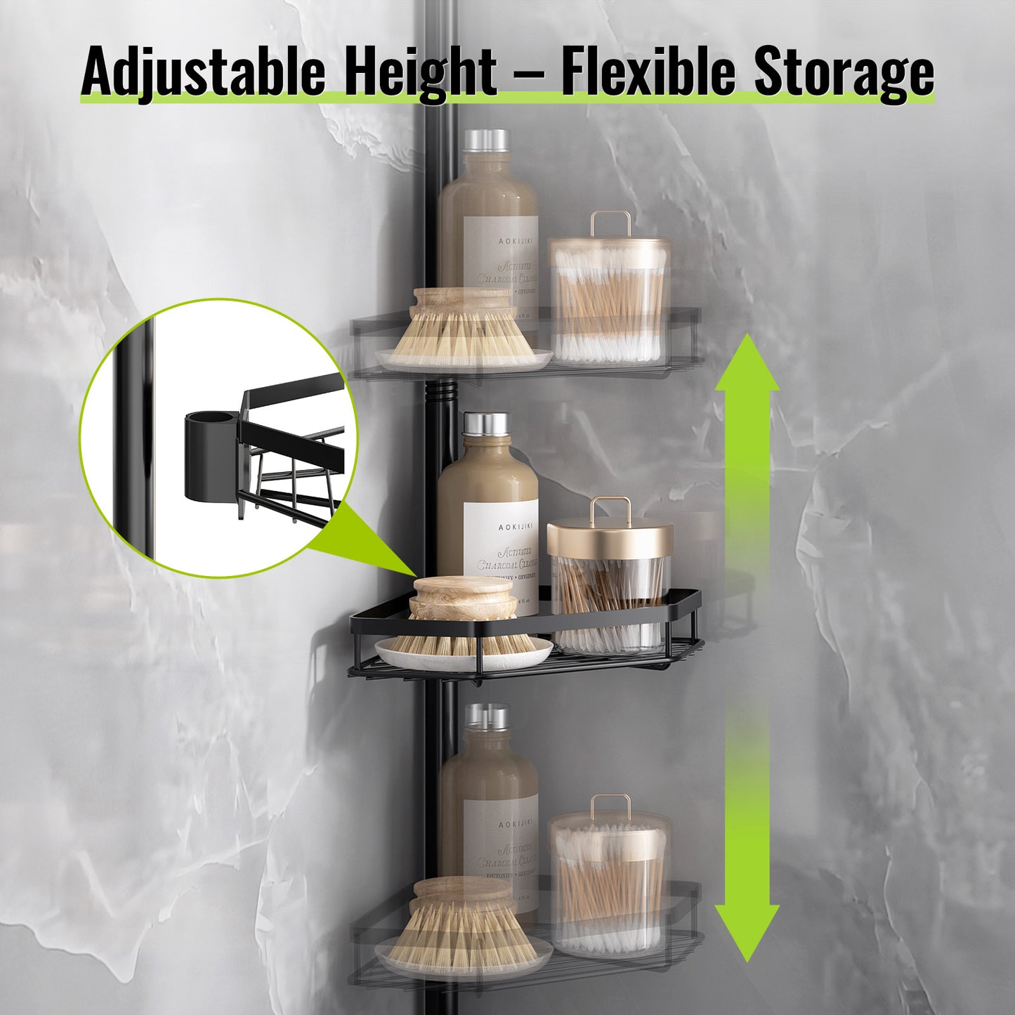 LAMU 4-Tier Corner Shower Caddy Tension Pole