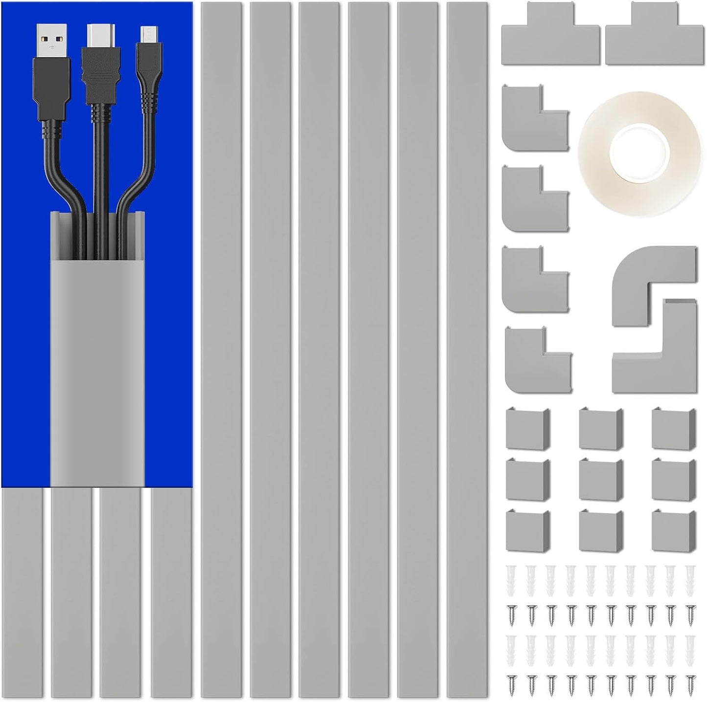 Delamu Cord Hider, 157in Cord Covers for Wires on Wall