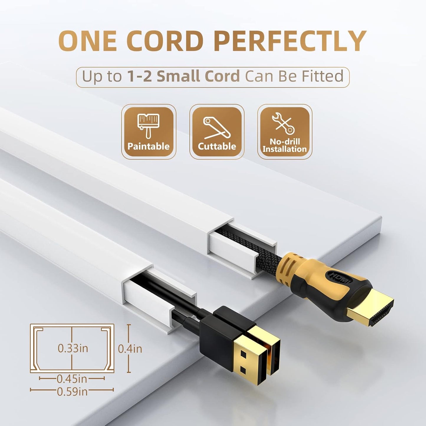Delamu 94in Cable Hider, One-Cord Cord Covers for Wall