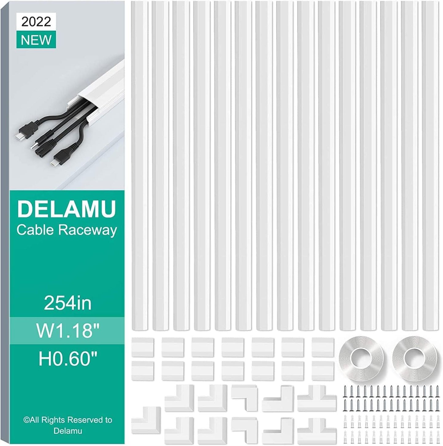 254in Cable Hider Cord Covers for Wires on Wall