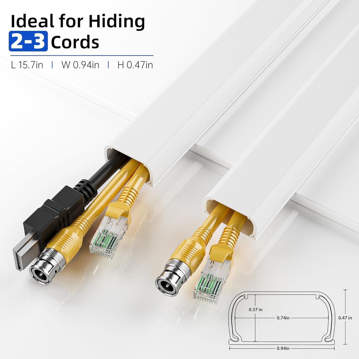 Delamu Cord Hider Cable Hider, 142in Cord Covers for 2-3 Wires on Wall