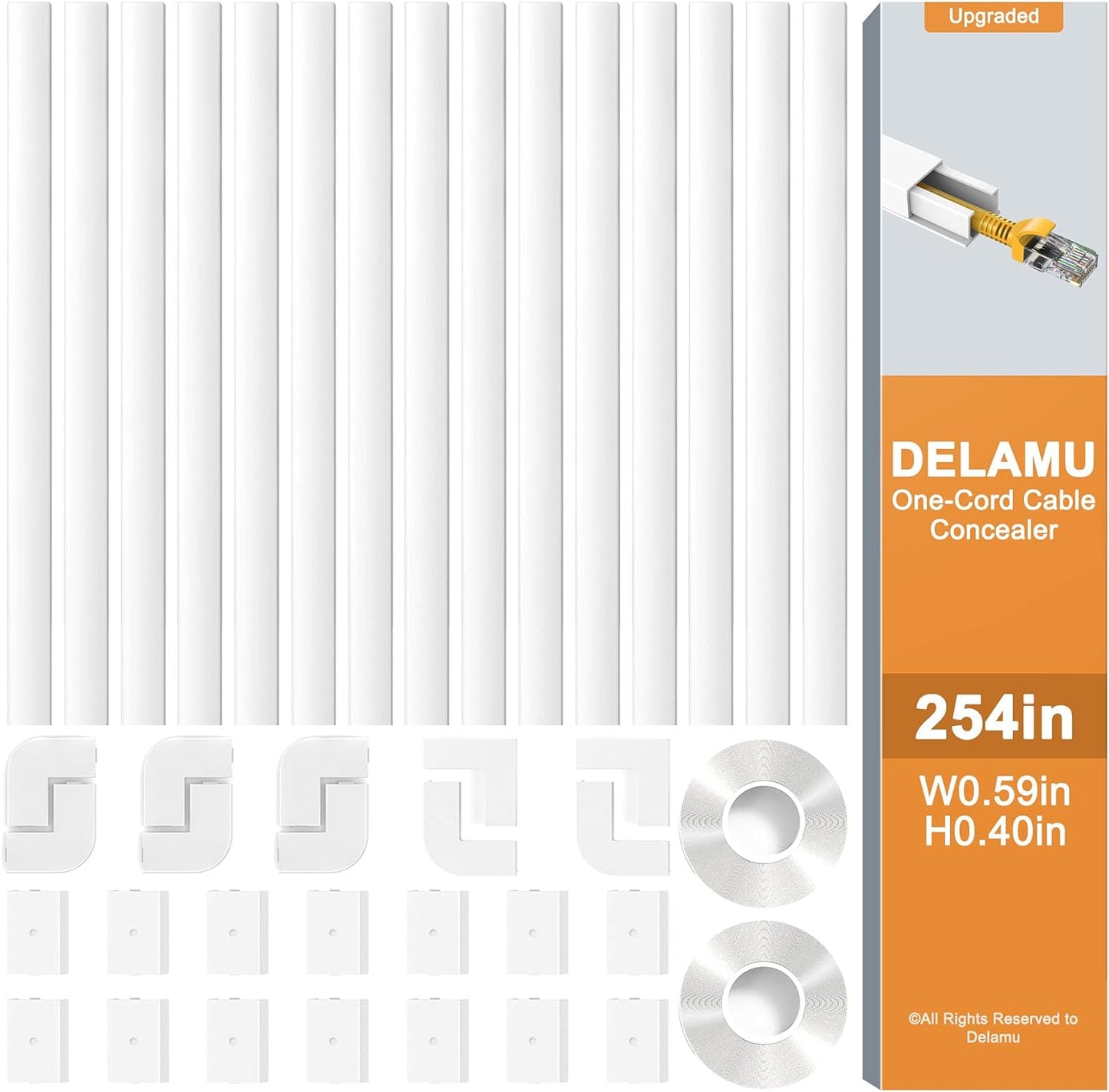 Delamu 254in Cord Covers for Wires on Wall