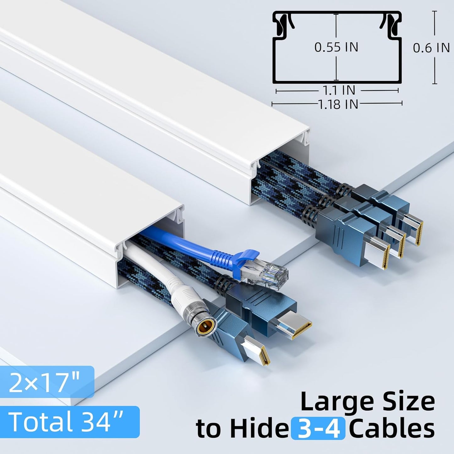 Delamu 34in Cord Covers for Wires on Wall
