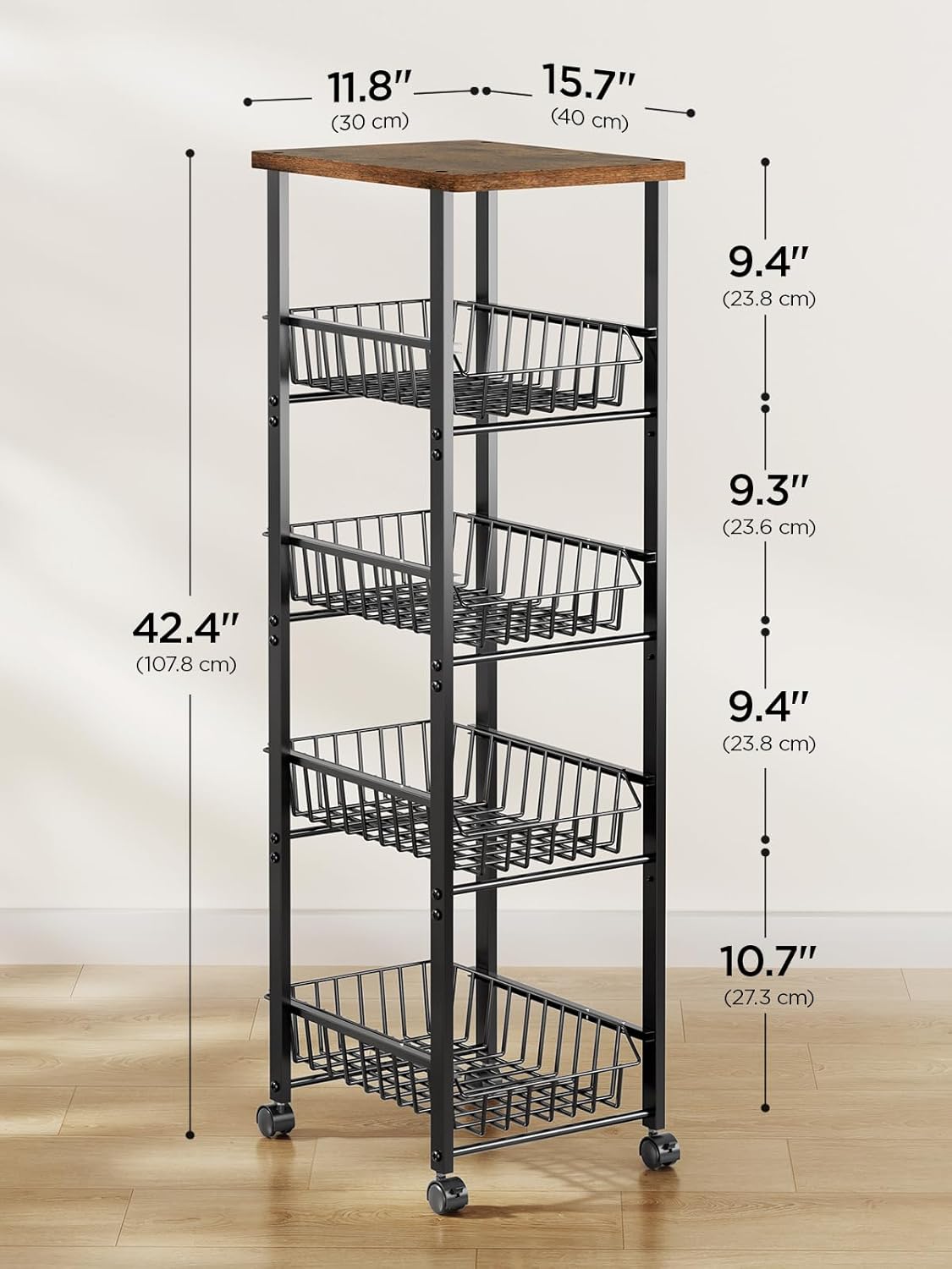 Delamu 5 Tier Kitchen Organizer and Storage Cart with Wheels