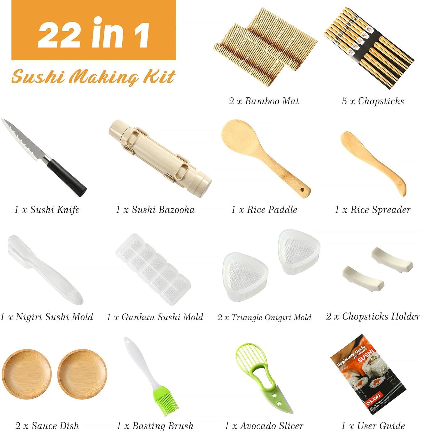 Delamu Upgrade 22 in 1 Sushi Making Kit