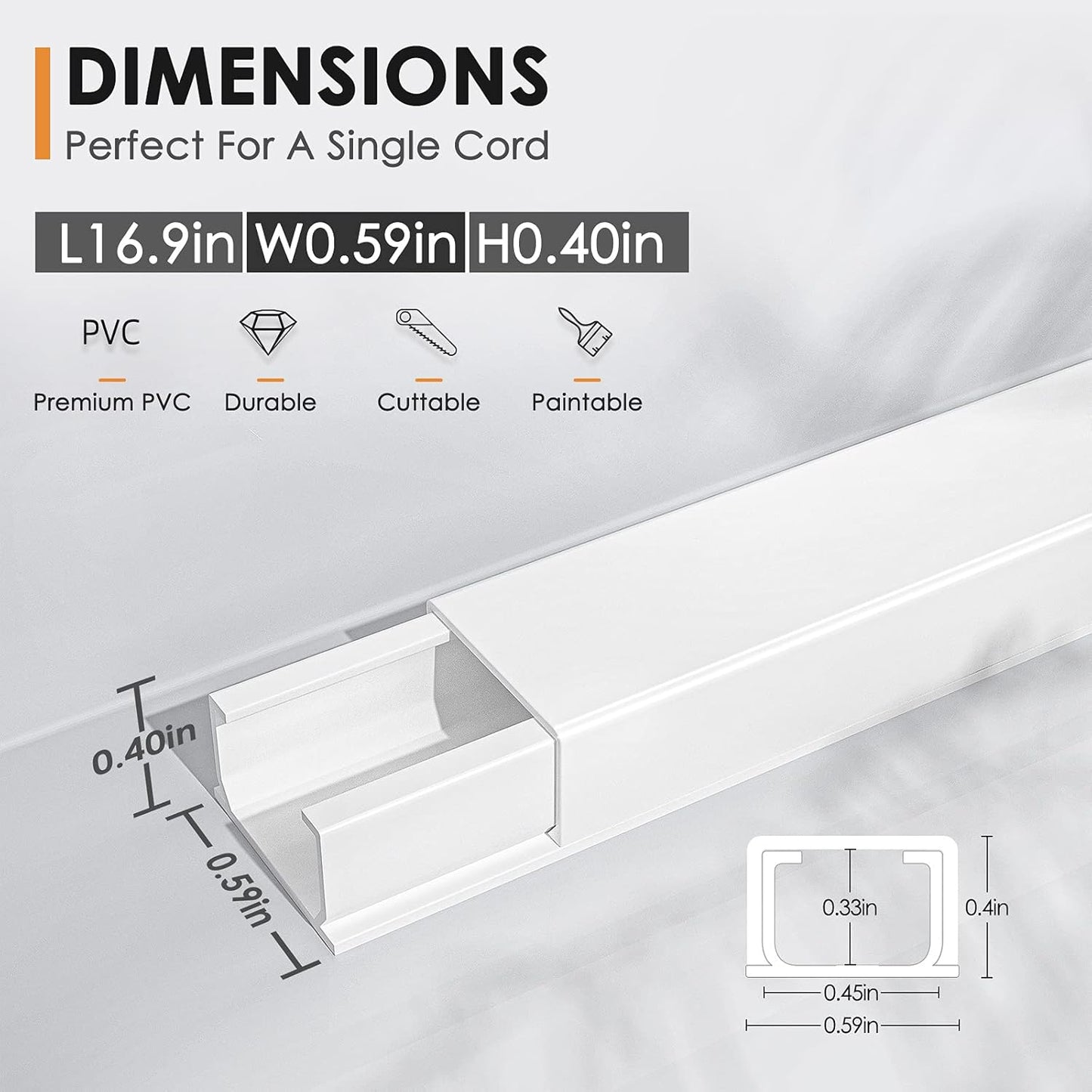 Delamu 254in Cord Covers for Wires on Wall