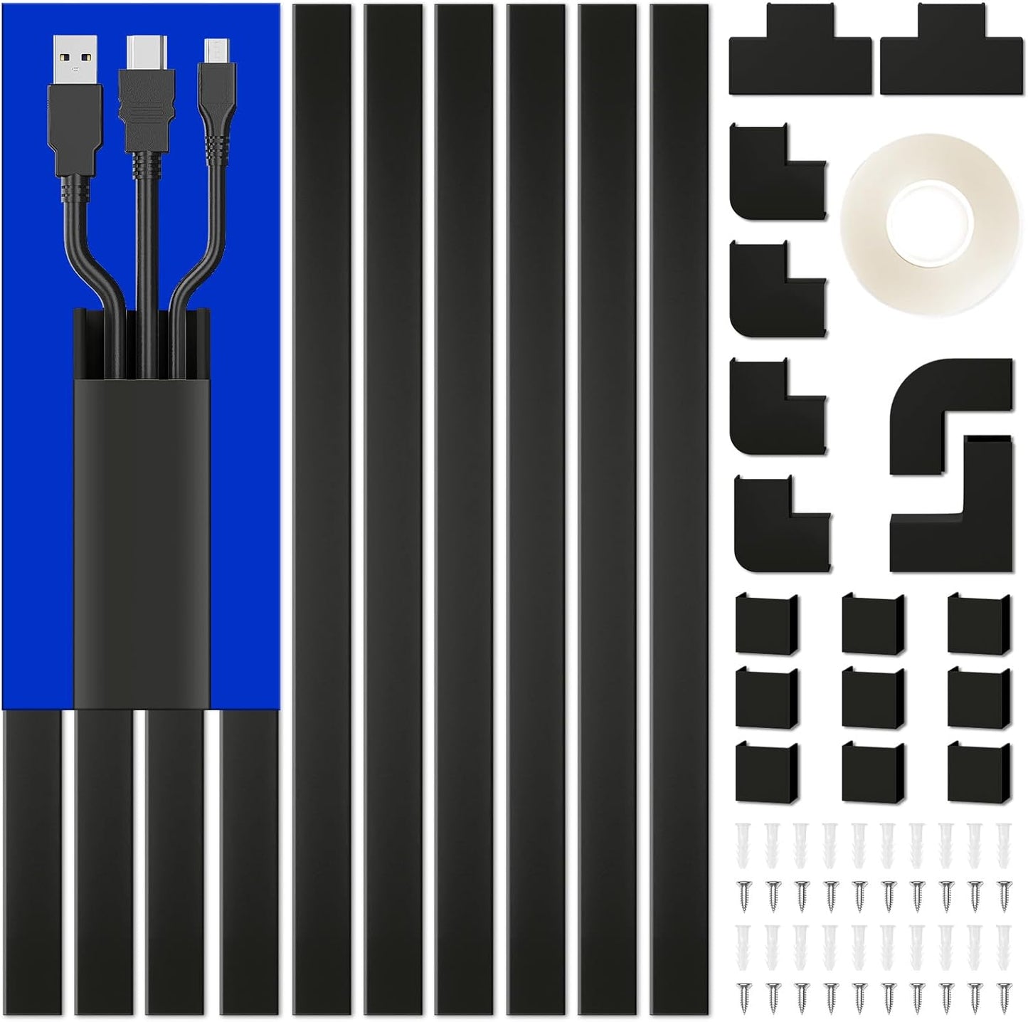 Delamu Cord Hider, 157in Cord Covers for Wires on Wall