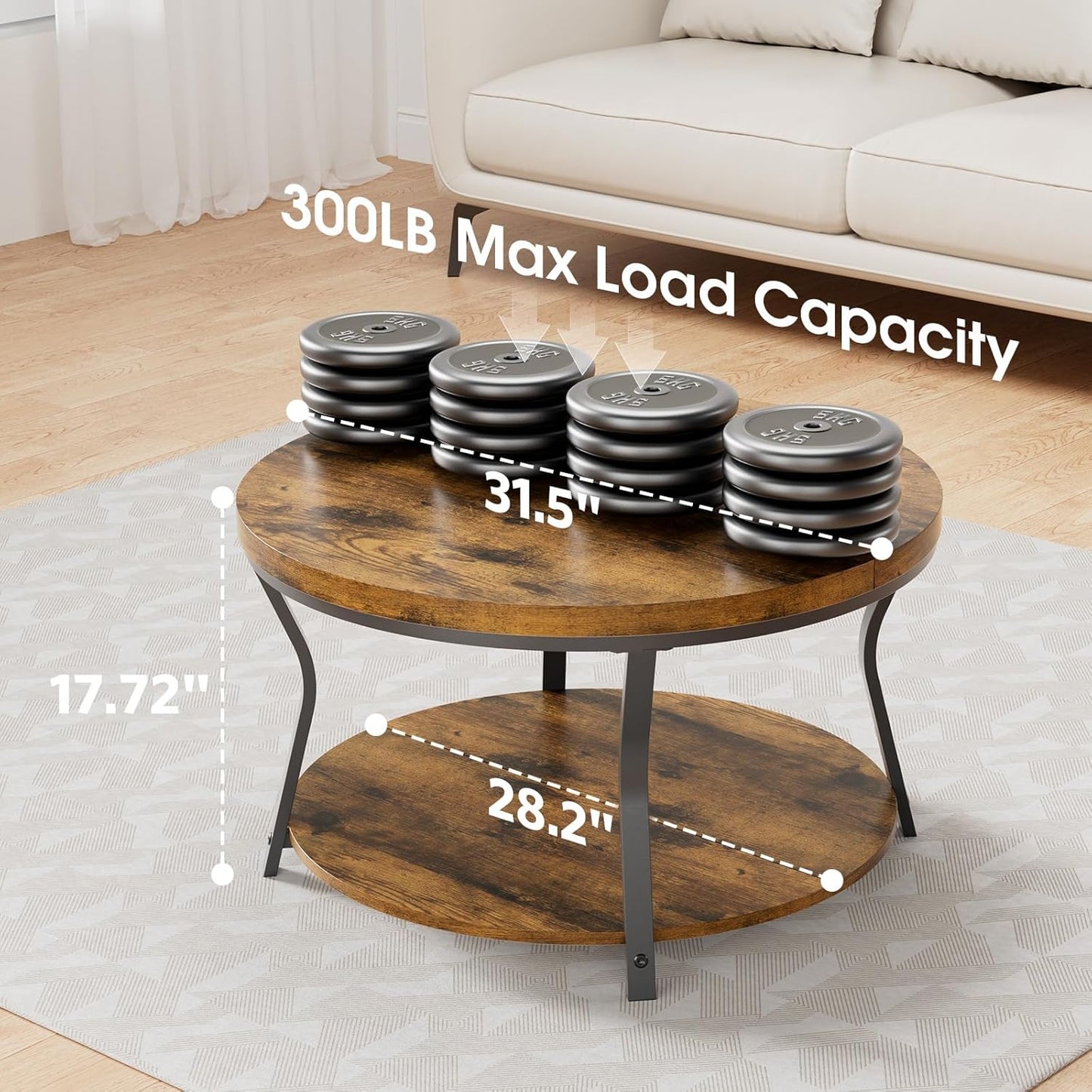 DELAMU 31.5" Round Coffee Table