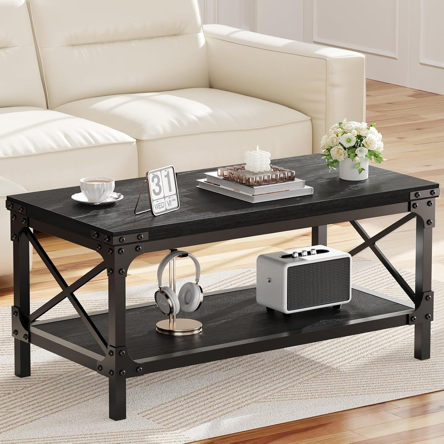 DELAMU Rectangle Coffee Tables for Living Room
