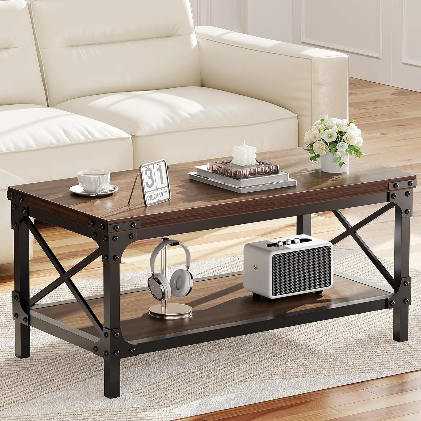 DELAMU Rectangle Coffee Tables for Living Room