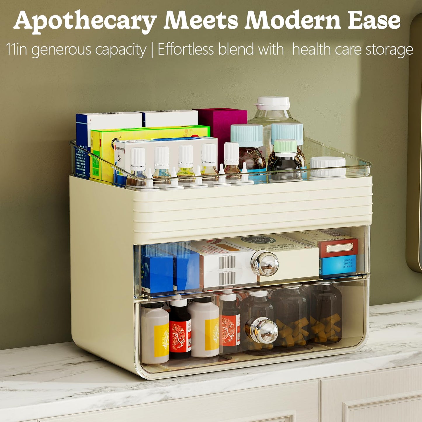 LAMU Makeup Organizer Countertop with Extra Large Drawer