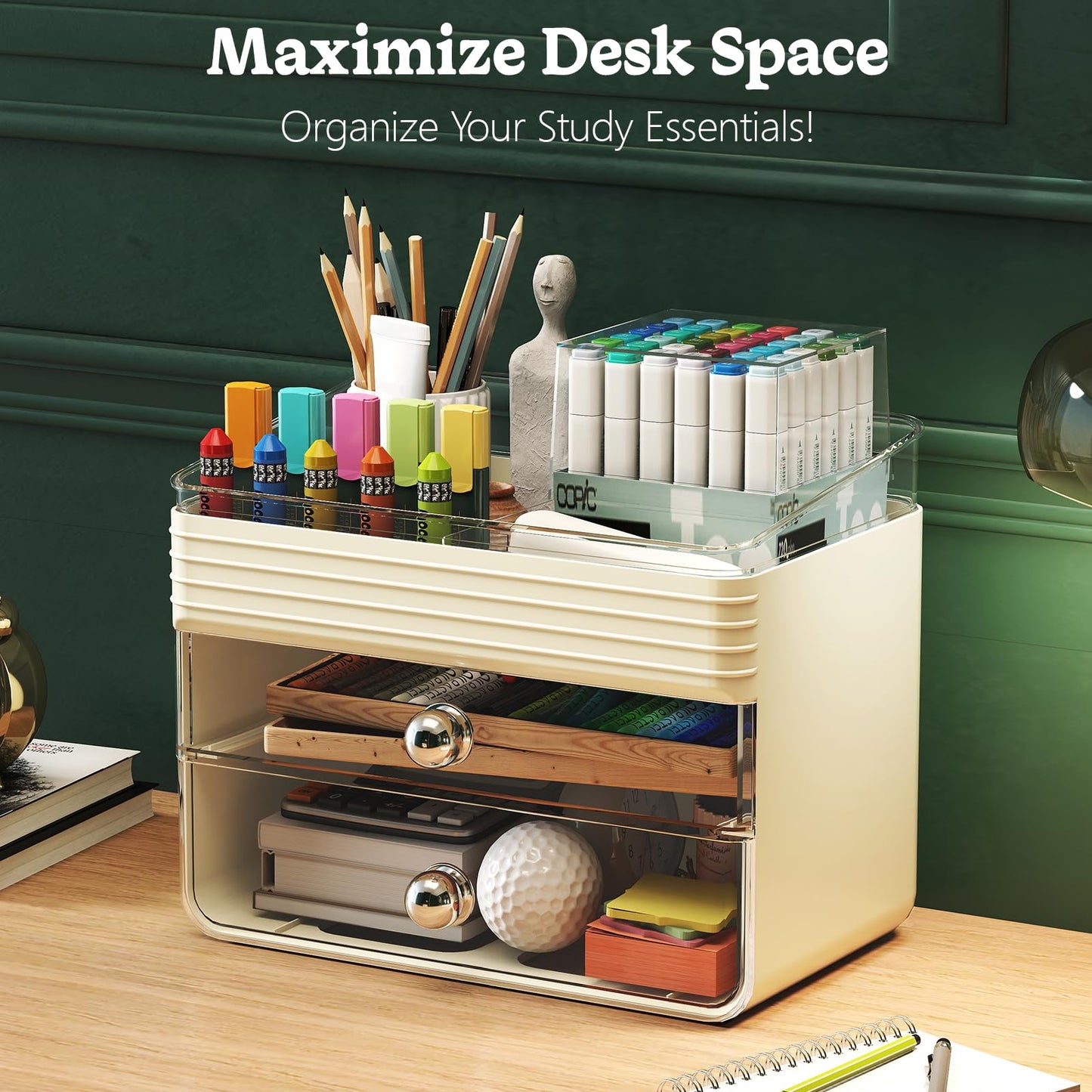 LAMU Makeup Organizer Countertop with Extra Large Drawer