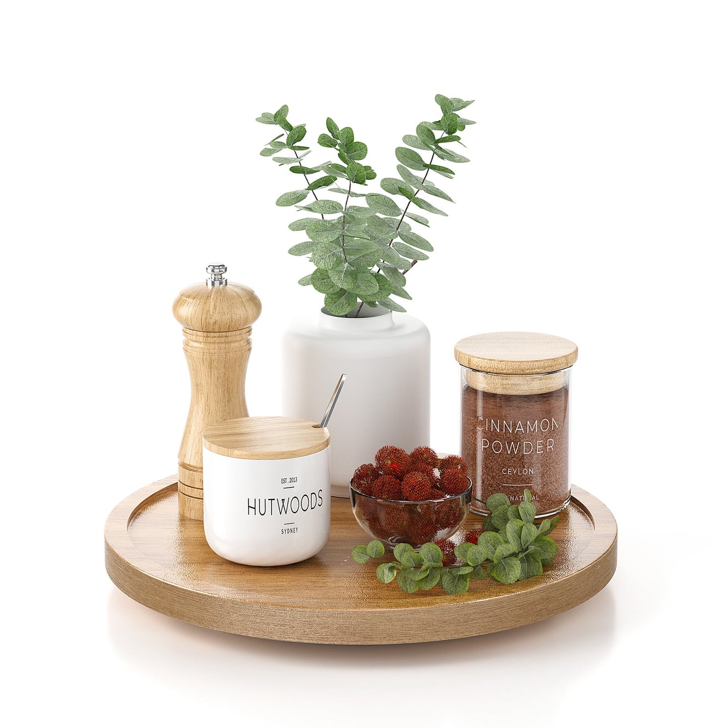 LAMU 9" Bamboo Lazy Susan Kitchen Turntable for Pantry, Cabinet or Table Top