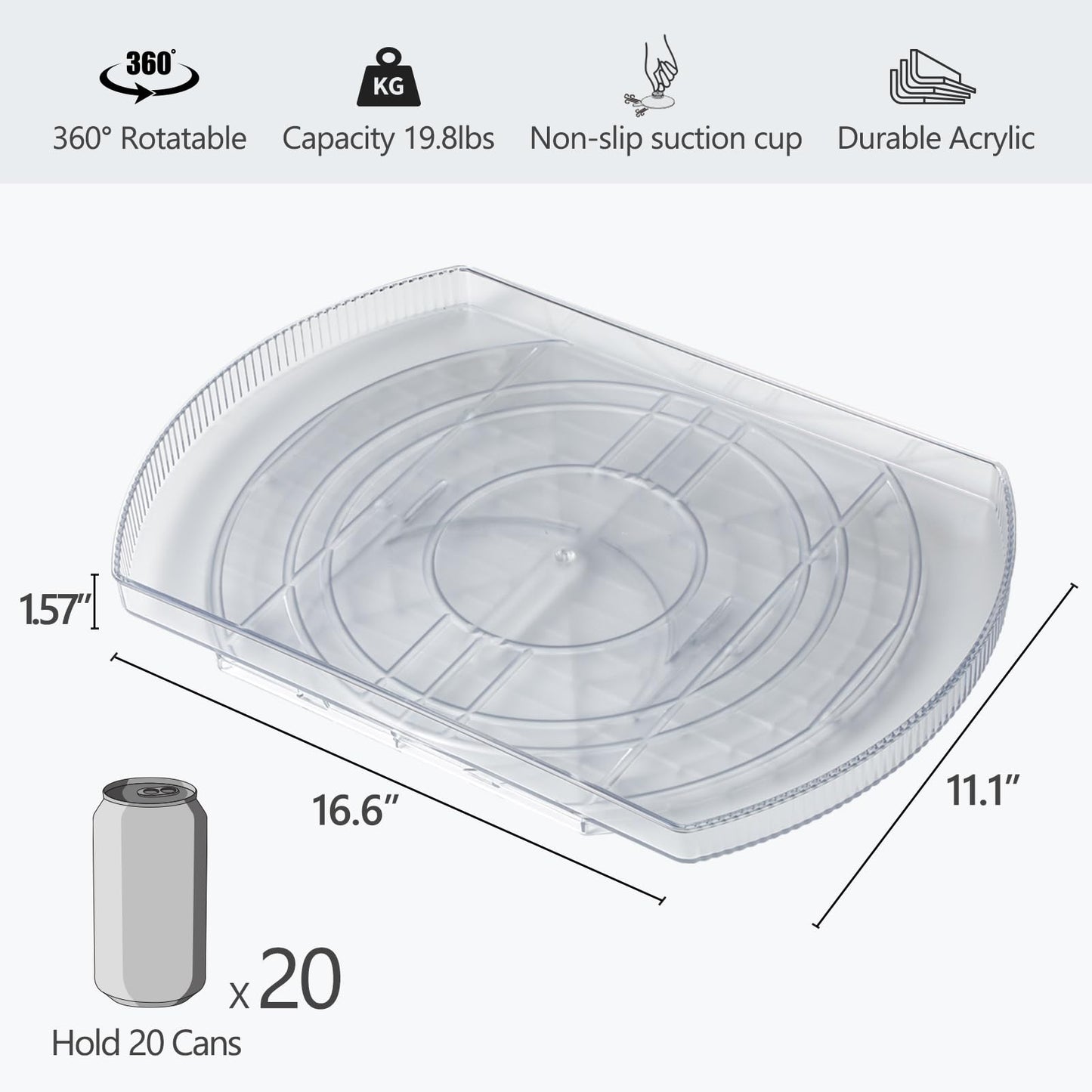 LAMU Square Lazy Susan Organizer for Refrigerator