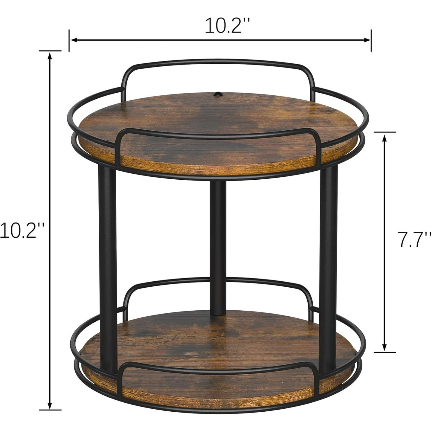 LAMU 10.2'' Wood Lazy Susan Turntable Organizer for Cabinet, 2 Tier Lazy Susan Spice Rack Organizer for Kitchen, Table Top, Countertop, Pantry, Medicine Organizer