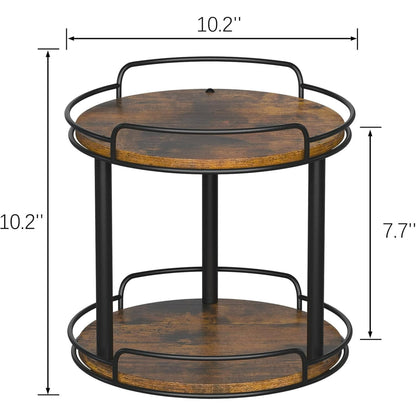 LAMU 10.2'' Wood Lazy Susan Turntable Organizer for Cabinet, 2 Tier Lazy Susan Spice Rack Organizer for Kitchen, Table Top, Countertop, Pantry, Medicine Organizer