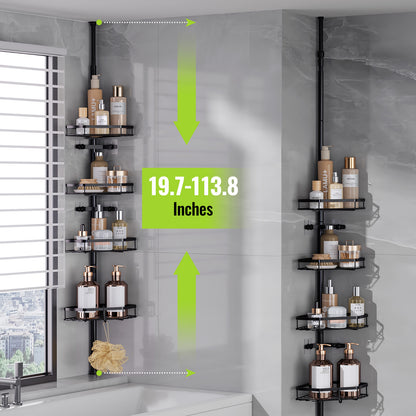 LAMU 4-Tier Corner Shower Caddy Tension Pole