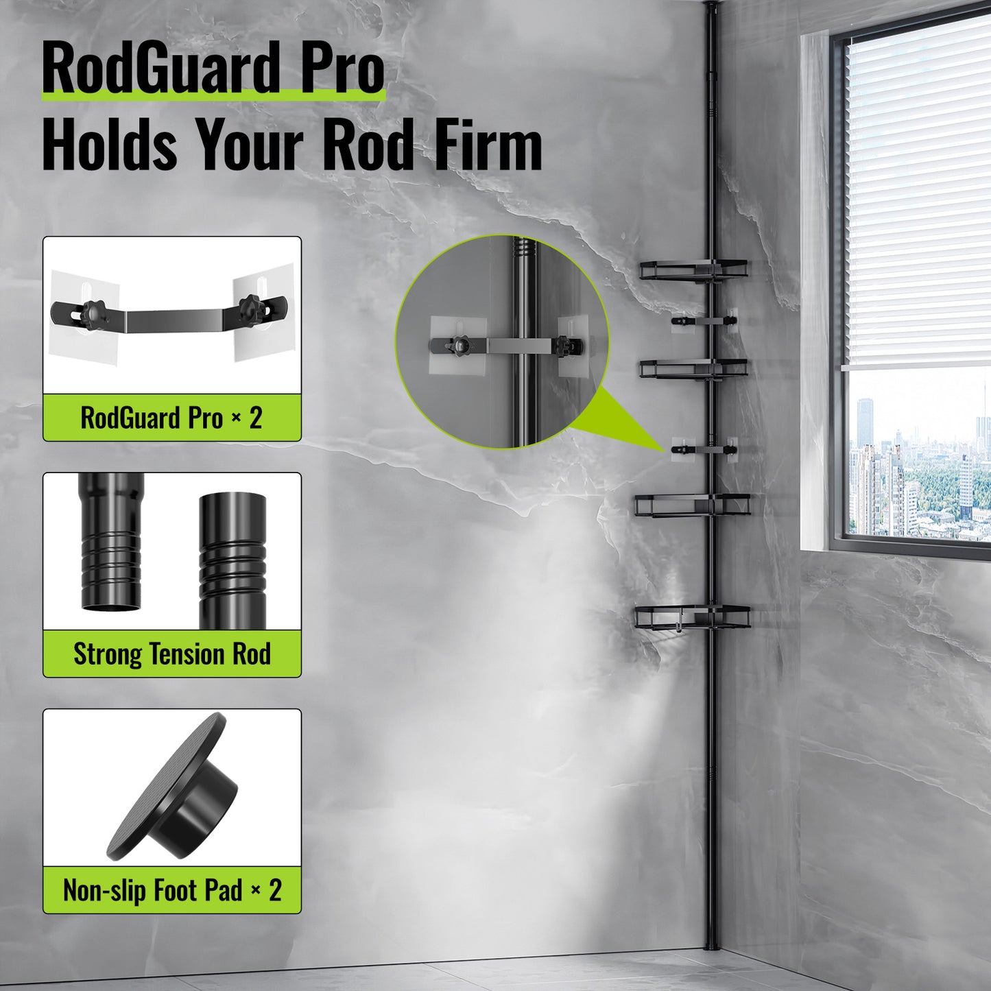 LAMU 4-Tier Corner Shower Caddy Tension Pole