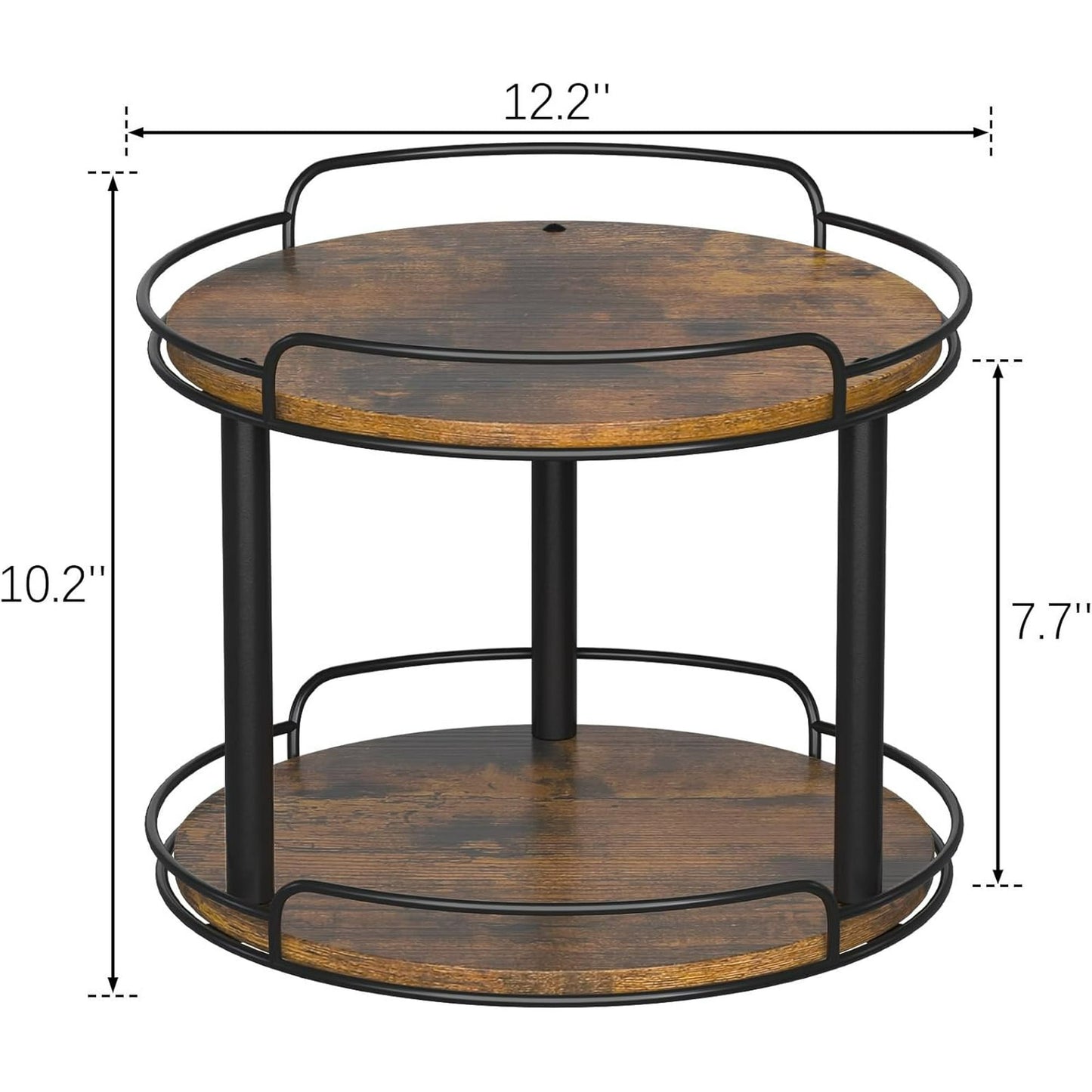 LAMU 12.2'' Wood Lazy Susan Turntable Organizer for Cabinet, 2 Tier Lazy Susan Spice Rack Organizer for Kitchen, Table Top, Countertop, Pantry, Bathroom