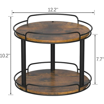 LAMU 12.2'' Wood Lazy Susan Turntable Organizer for Cabinet, 2 Tier Lazy Susan Spice Rack Organizer for Kitchen, Table Top, Countertop, Pantry, Bathroom