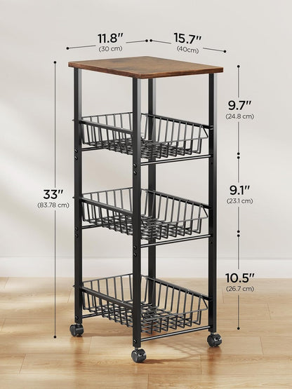 Delamu  4-Tier Rolling Kitchen Organizer and Storage Cart