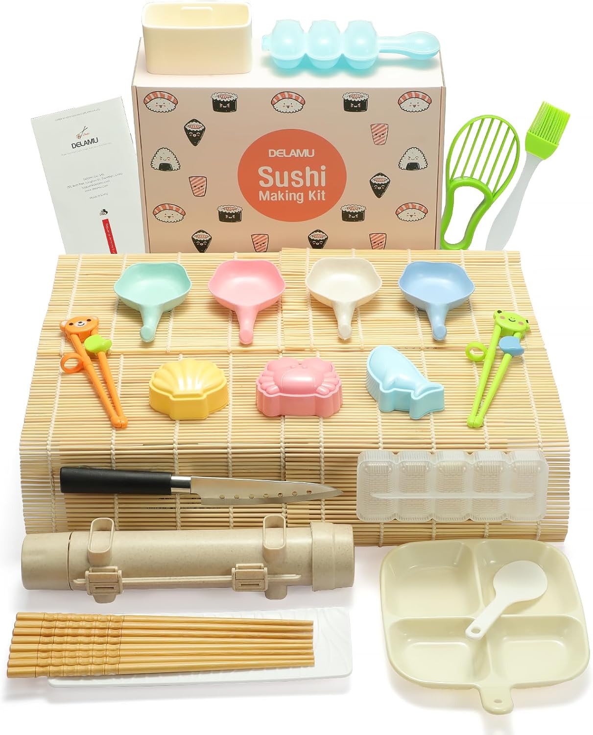 Delamu Sushi Making Kit,Upgrade 27 Piece [Parent-Child] Sushi Maker Set