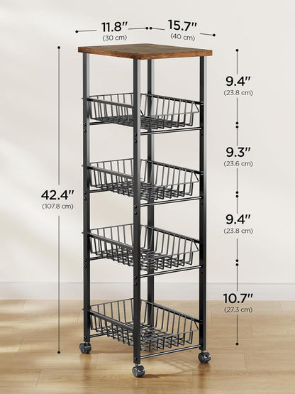 Delamu 5 Tier Kitchen Organizer and Storage Cart with Wheels