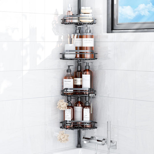 LAMU 4-Tier Corner Shower Caddy Tension Pole