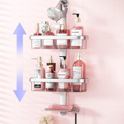 LAMU Hanging Shower Caddy, Over-the-Showerhead with Hooks