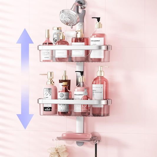 LAMU Hanging Shower Caddy, Over-the-Showerhead with Hooks