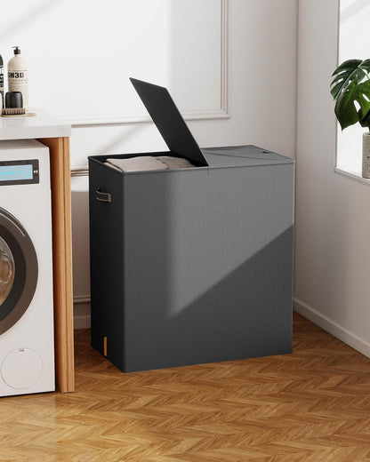 Delamu 150L Large Laundry Hamper with Lid, Gray