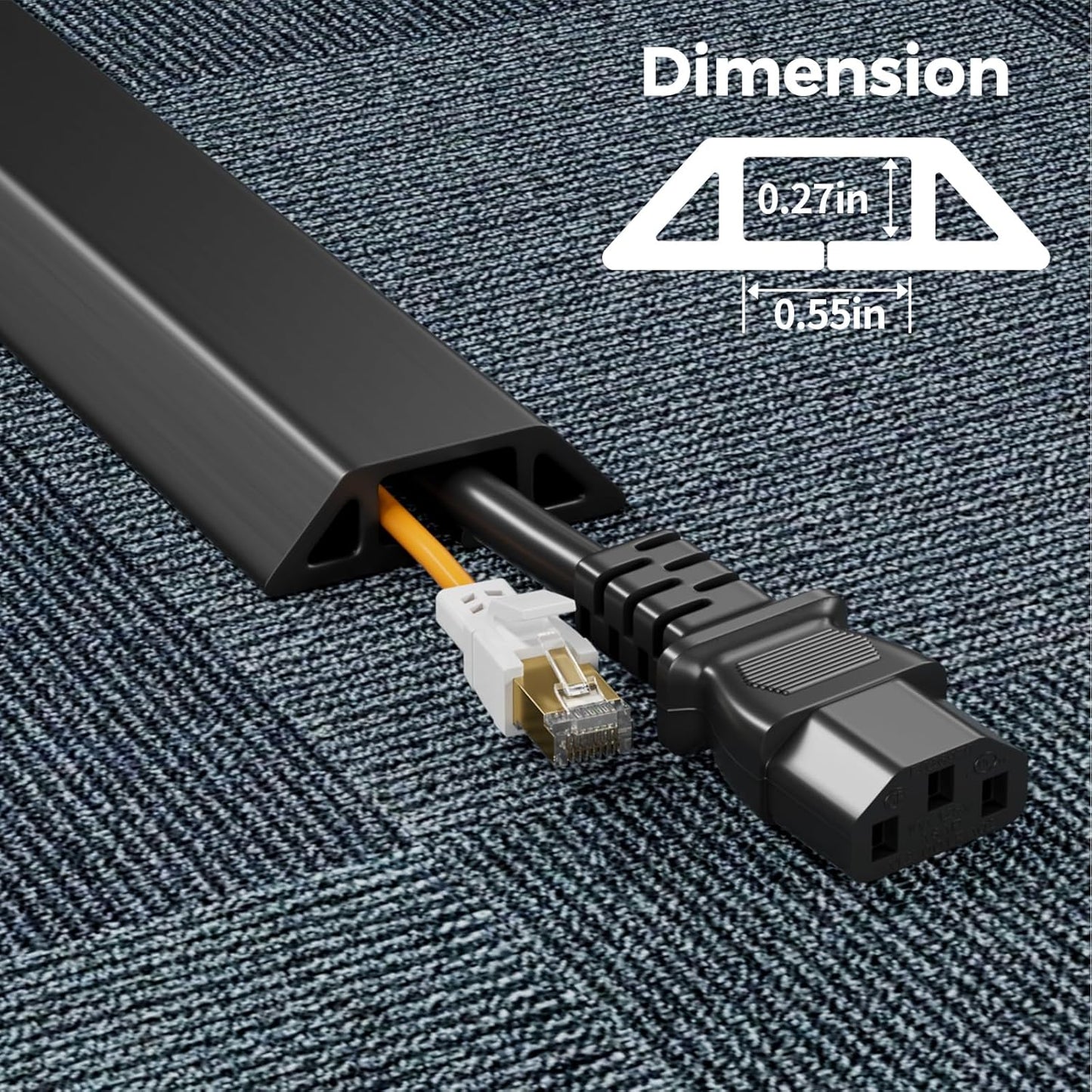 Delamu 4ft Floor Cord Cover, W0.55in H0.27in