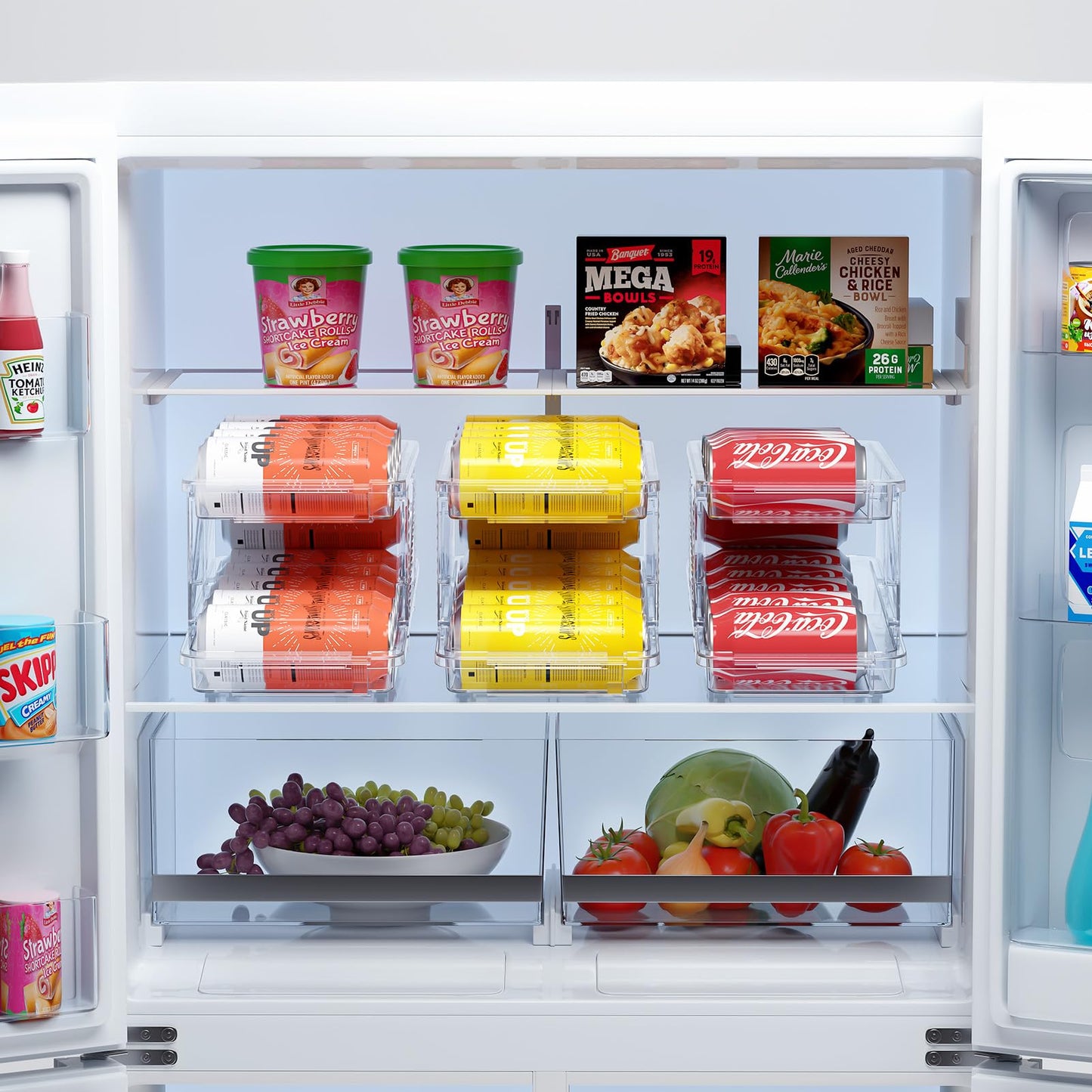 LAMU Soda Can Dispenser for Refrigerator Set of 2 Adjustable Width