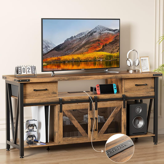 Delamu Rustic TV Stand for 75 Inch TV