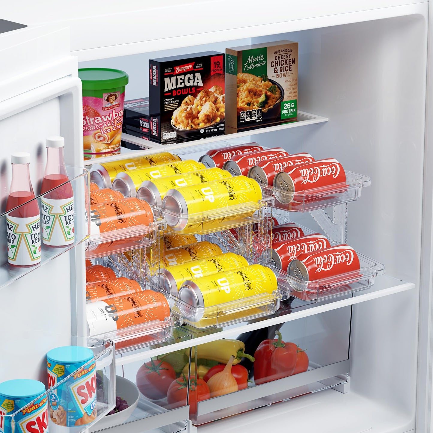 LAMU Soda Can Dispenser for Refrigerator Set of 2 Adjustable Width