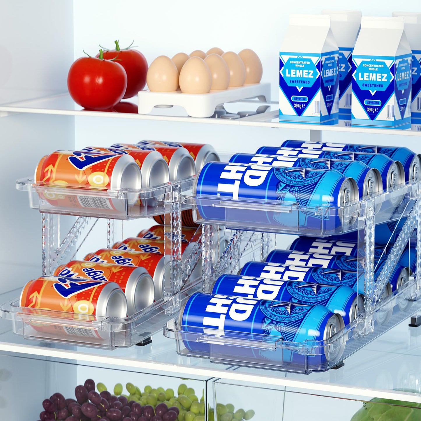 LAMU Soda Can Dispenser for Refrigerator Set of 2 Adjustable Width