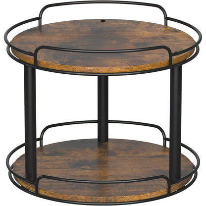 LAMU 12.2'' Wood Lazy Susan Turntable Organizer for Cabinet, 2 Tier Lazy Susan Spice Rack Organizer for Kitchen, Table Top, Countertop, Pantry, Bathroom