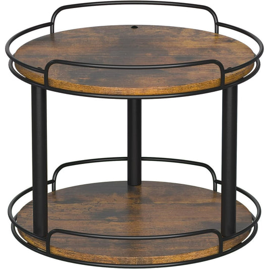 LAMU 12.2'' Wood Lazy Susan Turntable Organizer for Cabinet, 2 Tier Lazy Susan Spice Rack Organizer for Kitchen, Table Top, Countertop, Pantry, Bathroom