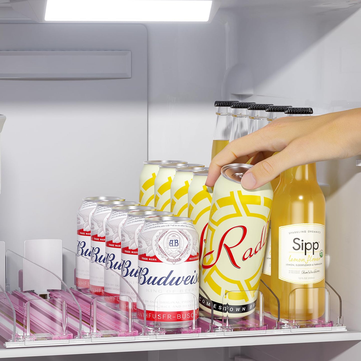 LAMU Self-Pushing Soda Drink Can Dispenser Beverage Organizer for Refrigerator