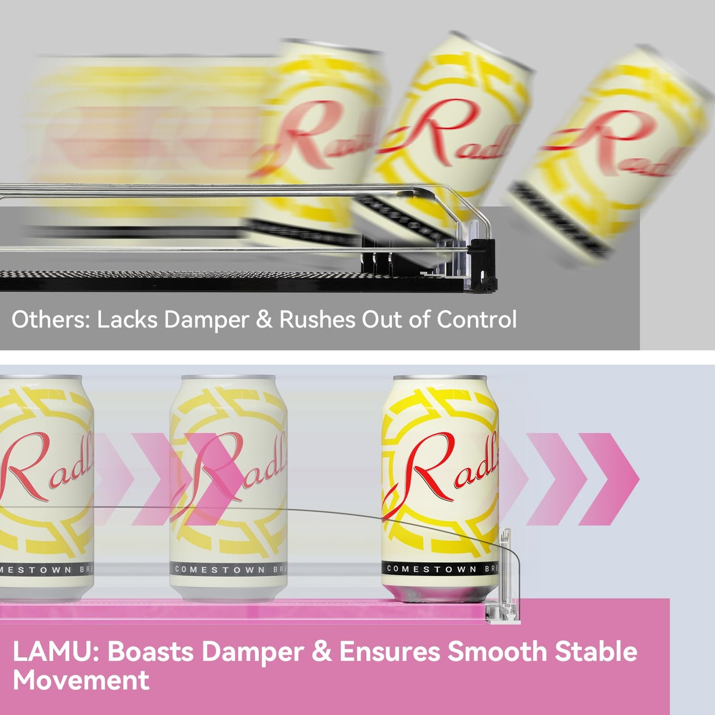 LAMU Self-Pushing Soda Drink Can Dispenser Beverage Organizer for Refrigerator